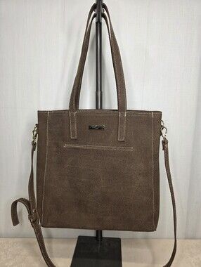Planner Perfect Brown Textured Leather Tote Bag Crossbody Shoulder Travel Purse